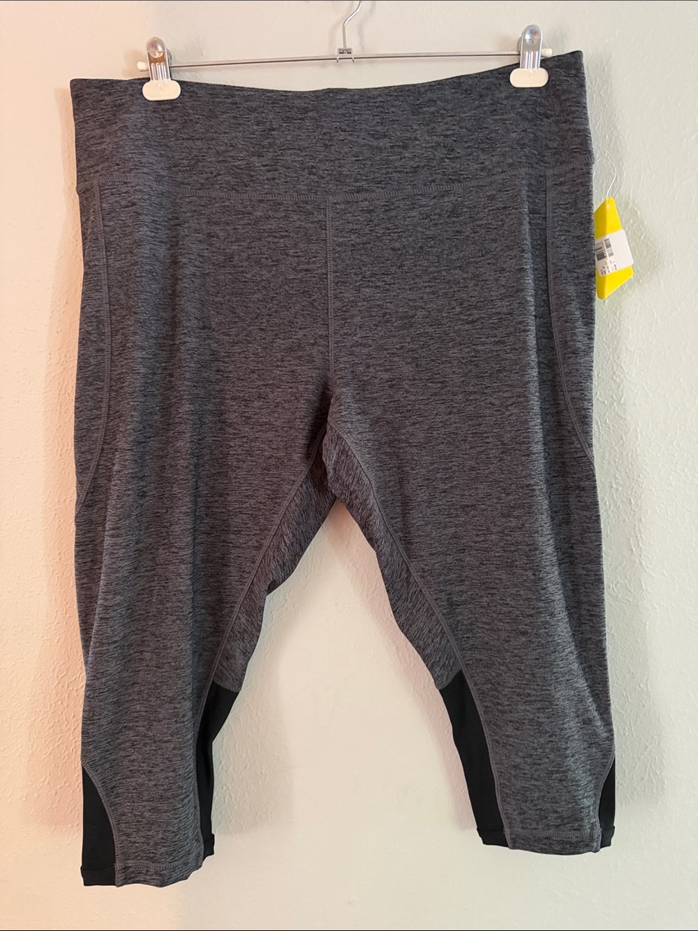 Nola Charcoal Gray Capri Leggings with Black Panels